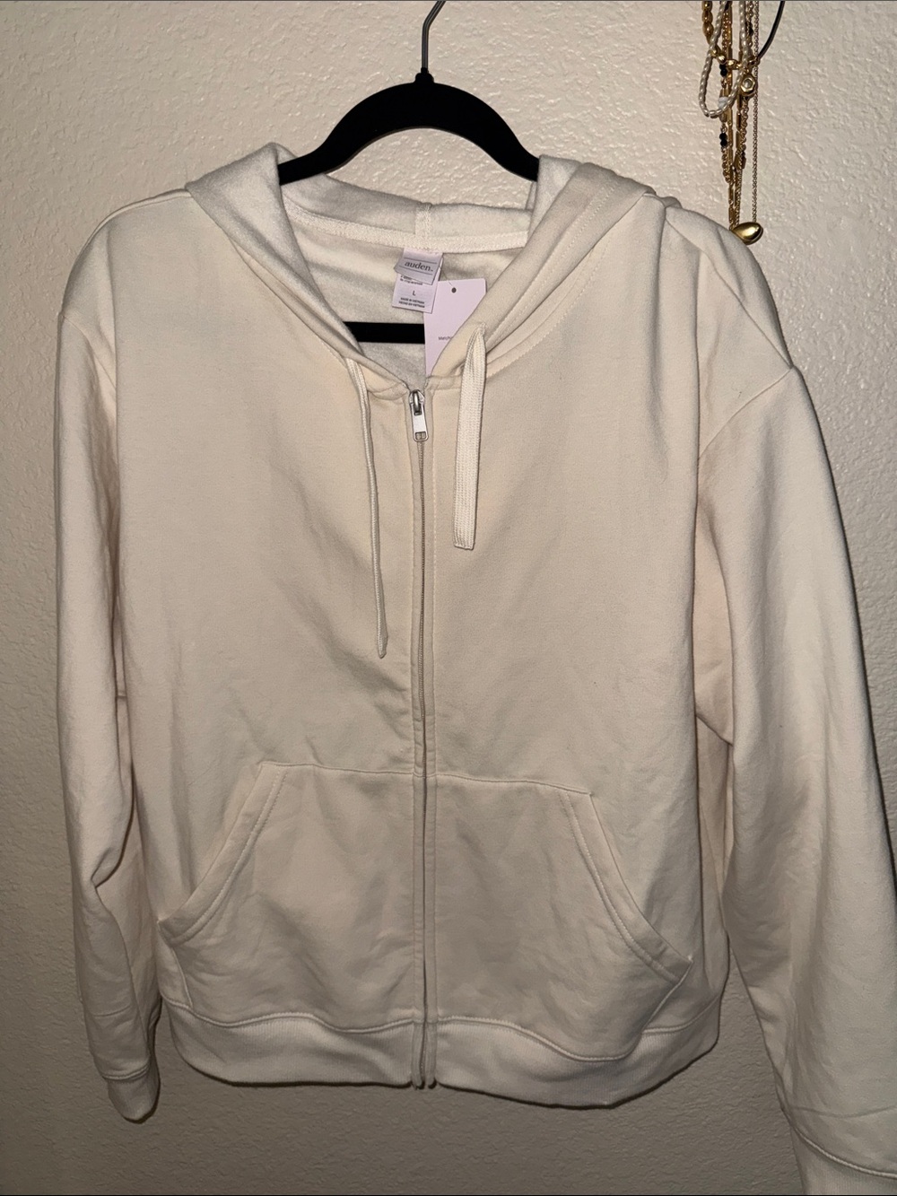Auden Cream Full-Zip Hooded Sweatshirt